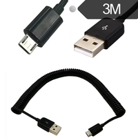 Kabel Data Pengisian Cepat 6A Inti Tembaga USB 2.0 ke Micro USB dengan Pegas Retraktil untuk Ponsel Android, Pengisi Daya Mobil, Model Transfer 2510