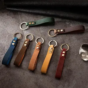 New Classic Vintage Cow Leather Keychain Men Personality Fashion Genuine Leather Car Key Ring