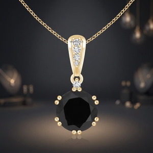 Colgante de Halo con Diamante Negro Natural para Mujer, Oro 10K 14K 18K, Plata 925 935, Chapado en Rodio, Joyería Vintage para Regalo de Boda o Fiesta - Product Image 1