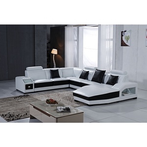 Conjunto de sofás en forma de U para el hogar, Color gris/Rojo/Negro Blanco, personalizado, de cuero genuino, para sala de estar - Product Image 5