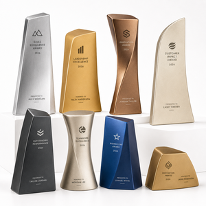 Trophées personnalisés de haute qualité, trophées de reconnaissance en métal massif plaqué pour récompenses d'employés, concours de ventes et conférences - Product Image 5