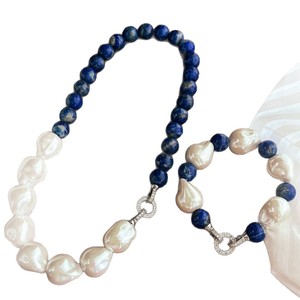 Ensemble de colliers en alliage de lapis-lazuli et perles de coquillages naturelles baroques pour femmes, design tendance et personnalisé, style luxe léger - Product Image 5