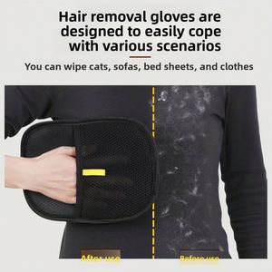 Gants électrostatiques réutilisables 100 % coton pour enlever les poils d'animaux, avec brossage bidirectionnel, collecte des poils, lavables, pour chats et chiens - Product Image 3