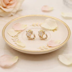 Boucles <span class=keywords><strong>d</strong></span>'oreilles de luxe plaquées <span class=keywords><strong>or</strong></span> 14 carats avec fleurs en CZ et perles, fermoir à vis sécurisé, en cuivre écologique, bijoux de mariage pour mariée, vente en gros <span class=keywords><strong>d</strong></span>'usine - Product Image 2