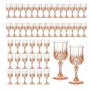 Copas de Vino Vintage Rosadas de Plástico de 210 ml (7 oz), Copas Irrompibles para Beber, Cristalería para Bodas, Copas de Agua de Cristal - Product Image 1