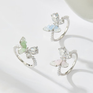 Butterfly <b>Open</b> <b>Ring</b> With Crystal Zircon Adjustable Index Finger <b>Ring</b> For Party Jewelry - Product Image 4