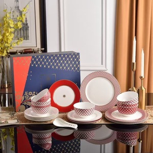 Red Line Porcelain Tableware Luxury Design for Restaurants and Weddings Includes Plates Bowls and <b>Cup</b> Kit - Product Image 2