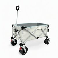 Chariot de camping pliable tout-terrain à une seule poussée, gain de place, frein avant pivotant à 360°, poignée réglable, chariot utilitaire