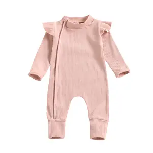 Boutique gerippten Reiß verschluss Stram pler Depuy S-rom Cos Arket Ins Baby Stram pler Mädchen Jumps uit Mode Kleidung Online Schlaf anzüge Pyjamas