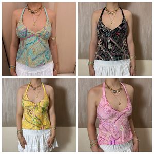Camisole Y2K à sequins pour femme, sexy, dos ouvert, bretelles à nouer, décontractée pour les vacances et les sorties, tricotée, courte - Product Image 2