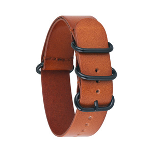 Classique noir marron 18mm 20mm 22mm <span class=keywords><strong>24mm</strong></span> acier inoxydable anneau boucle luxe rétro confortable bracelet de montre bracelet en cuir pratique - Product Image 6