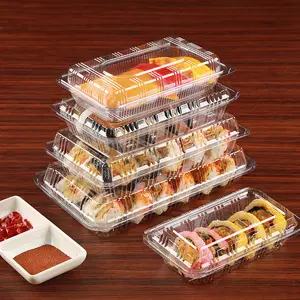 Caja de postres de concha de plástico, blíster transparente, contenedor de comida para sushi, caja para llevar, caja de panadería transparente reciclada para pan