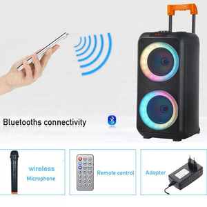 Altavoz Portátil Doble de 8 Pulgadas para Fiestas DJ Karaoke con Bluetooth y Luces Giratorias Modernas Estilo <span class=keywords><strong>Partybox</strong></span> con Ruedas - Product Image 3
