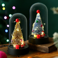 Mini-Weihnachtsbaum in Glaskuppel mit LED-Lichtern, Weihnachtsmann-Figur, Tischdekoration, Weihnachts-/Geburtstagsgeschenk für Freundin