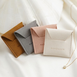 PandaSew Luxury Custom Logo Jewelry Bag High Quality 1.4mm Microfiber Gift Packaging <b>Ring</b> Necklace Jewelry Pouch - Product Image 4