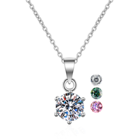 Collier Pendentif Classique en Moissanite à Six Griffes, Plaqué Or Blanc, Argent Sterling 925, 1ct 5ct, Bijou de Luxe