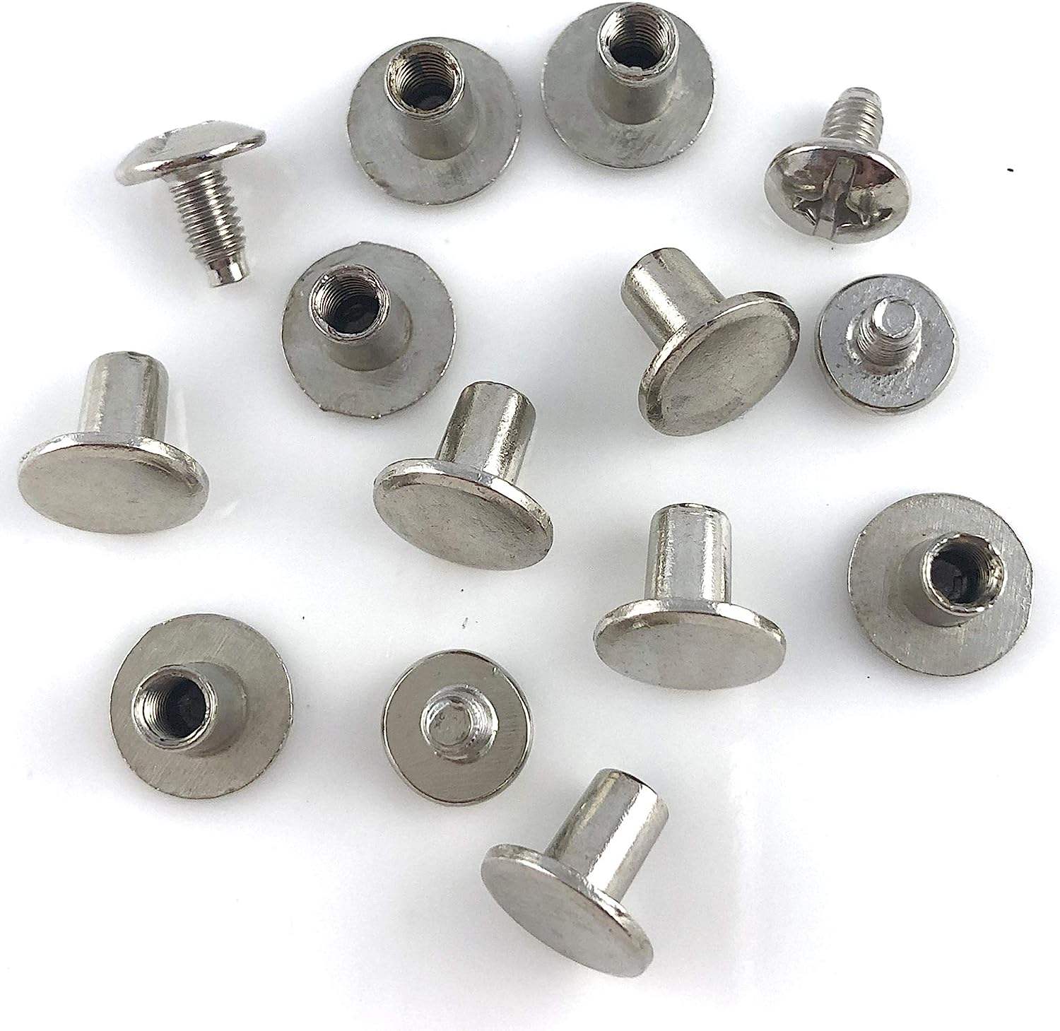 10 Pezzi In Ottone Massiccio Rame Chicago Ve Chiodo Post Rilegatura Rivetto Testa Rotonda Perno Per Pelle Artigianale Portafoglio Borsa Cinghia Web Libro - Foto 2