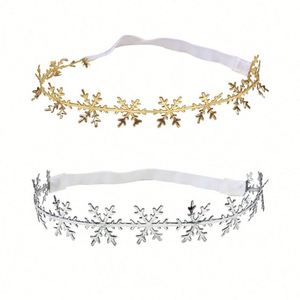 Diadema elástica ajustable para bebé con diseño de copo de nieve hueco y luna llena, de aleación con pedrería, estilo navideño europeo-americano, YUSE - Product Image 5