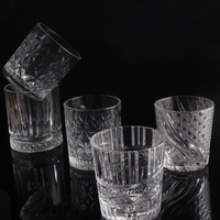Verre à whisky JH 2026 avec motifs gaufrés variés pour hôtel et restaurant, verre à bière transparent, gobelet à eau en verre