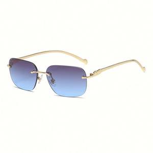Gafas de Sol Cuadradas Sin Montura con Lentes Degradadas UV400, Estilo Vintage para Mujer, Moda 2022 - Product Image 4