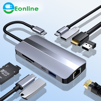 EONLINE HUB Type C vers HD-compatible 3.0 Adaptateur PD Type C HUB Dock 4K RJ45 pour MacBook iPad Pro Air USB C Splitter