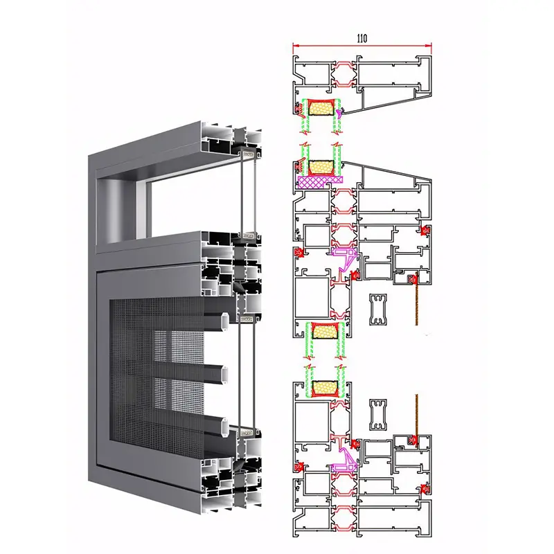 Guangdong fenêtres à battant à double vitrage en aluminium personnalisées pour la maison avec moustiquaire