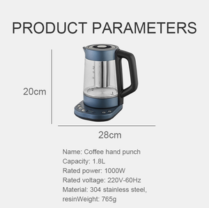Hervidor de Agua Inalámbrico de Acero Inoxidable y Vidrio de 1.8L, Tetera Inteligente con Función para Mantener el Calor, Hervidor de Agua Portátil para el Hogar, Precio Atractivo - Product Image 4