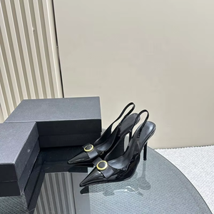 รองเท้าหนังแท้คุณภาพสูงสำหรับผู้หญิง ดีไซน์เซ็กซี่ แฟชั่นฤดูร้อน แบรนด์ดัง สีชมพู รองเท้าส้นสูง - Product Image 1