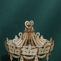 Décoration de bureau, puzzle en bois découpé au laser 3D, assemblage DIY, jouet carrousel pour les enfants de 5 à 7 ans