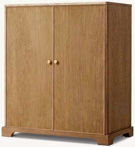 R Marble Countertop Vertical Pattern White Oak Double-door Wine <b>Cabinet</b> Luxurious Ex-009 Luxurious Marble Countertop Wine - Product Image 5