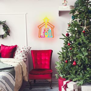 Letrero de Neón de Natividad, Luz de Neón Navideña para Decoración de Pared, Escena de Natividad Iluminada para Ventana, Letreros de Neón LED Personalizados - Product Image 6