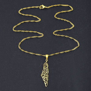 G2475 venta al por mayor collar de acero inoxidable hueco <span class=keywords><strong>Israel</strong></span> Palestina <span class=keywords><strong>mapa</strong></span> colgante joyería de moda collares - Product Image 6