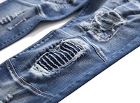 Jean pour Homme Effet Délavé et Usé, Coupe Droite Classique, Style Streetwear Hip Hop, Grande Taille, Extensible