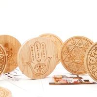 Vente chaude Chakra Reiki Guérison Énergie Spirituelle Bois Dessous De Verre En Bois Cristal Grille Conseil pour Ornement