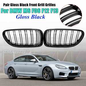 กระจังหน้าทรงไตคู่แบบ 2 แผ่น ทำจากพลาสติก ABS สีดำเงา สำหรับรถยนต์ BMW ปี 2012 2013 2014 2015 2016 2017 รุ่น M6 640i 650i F06 F12 F13 จำนวน 2 ชิ้น อุปกรณ์ตกแต่งรถยนต์ - Product Image 1