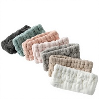 Ensemble bandeau, élastique à cheveux et bracelet en polaire corail pour le lavage du visage, absorbant l'eau, anti-humidité, à bords larges, pour le sport et le lavage