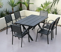 Ensemble de salle à manger moderne pour patio extérieur, en acier au carbone durable, imperméable, design simple et moderne, mobilier de jardin pour balcon et café