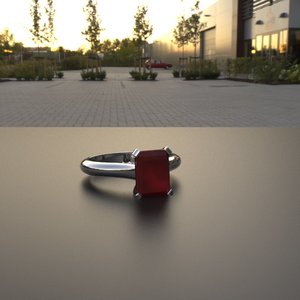 Sterling <b>Silver</b> Faux Ruby <b>Ring</b> With Diamonds - Product Image 5