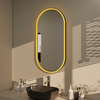 Miroir de salle de bain LED avec cadre en acrylique, anti-buée, lumière multicolore et commande tactile |   Support de la personnalisation OEM/ODM