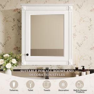 Gabinete de Almacenamiento para Baño de Pared de 24'' x 27'' <span class=keywords><strong>con</strong></span> <span class=keywords><strong>Espejo</strong></span>, <span class=keywords><strong>con</strong></span> Estante de Altura Ajustable, Gabinete Ahorrador de Espacio Sobre el Inodoro - Product Image 6