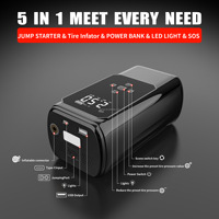 Démarreur de batterie 12V 1000A haute puissance multifonction portable avec lumière LED, compresseur d'air et batterie externe 6000-10000mAh