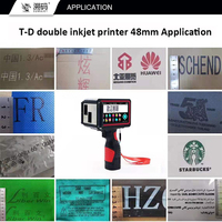 Impresora de Etiquetas de Inyección de Tinta TIJ de Dos Cabezales, Portátil, con Pantalla Táctil, Altura Máxima de 48 mm, para Codificación de Logotipos, Texto, Códigos QR, Códigos de Barras, Cartón Flexible y Madera
