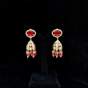 11697Vintage Kundan Jhumki <b>Earrings</b> Mehandi Plated <b>Earrings</b> Ethnic <b>Red</b> Doublet Stone Brass Kundan <b>Earrings</b> for Wedding Party Wom - Product Image 1