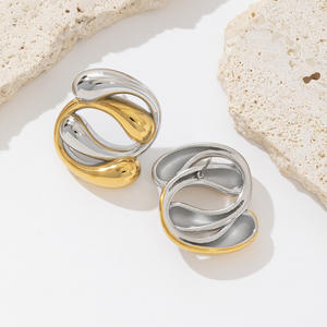 2025 moda mujer único 18K chapado en oro impermeable joyería de alta calidad Acero inoxidable geométrico declaración Stud pendientes - Product Image 5