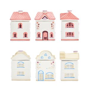 Set di Barattoli per Spezie in Ceramica Rosa e Bianca Dipinti a Mano, Contenitori Ermetici per Organizzare gli Spezie in Cucina - Product Image 3