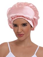 Bonnet de nuit double couche en satin de soie avec masque pour les yeux, ajustable, pour femmes, idéal pour cheveux bouclés et tresses, anti-frisottis, OEM