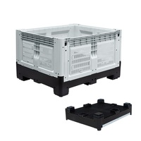 Boîte de stockage logistique industrielle à fond plat, conteneur empilable en plastique robuste avec fermeture à clip pour le stockage en usine