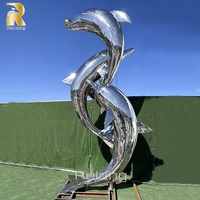 Sculpture de dauphin en acier inoxydable de grande taille, design personnalisé RELONG, pour centre de table extérieur