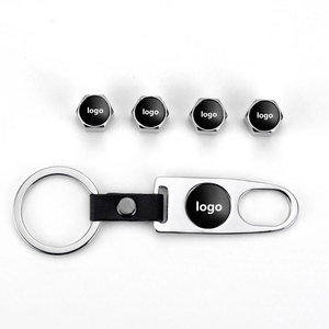 4 unids/set válvula antirrobo rueda neumático vástago de válvula cubiertas de polvo de aire con llavero Válvula de neumático de coche modificada al por mayor - Product Image 1