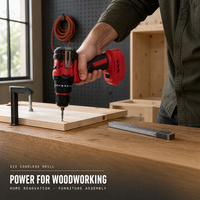 Perceuse-visseuse sans fil 21V sans balais 60 Nm avec mandrin auto-serrant, kit de perçage avec 2 batteries, chargeur, embouts et mallette pour le travail du bois